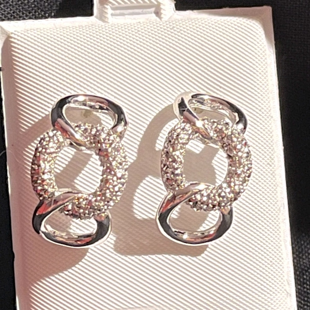 Sterling Sliver. 3 Interlocking Circles Earrings - image 1